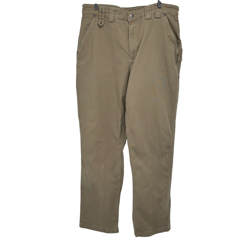 Duluth Trading Co Flex Fire Hose Pants Mens 36x34 Tan Carpenter Workwear Khaki